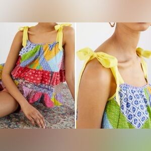Anthropologie Let Me Be Ruffled 2 Patchwork Tank Worn Once